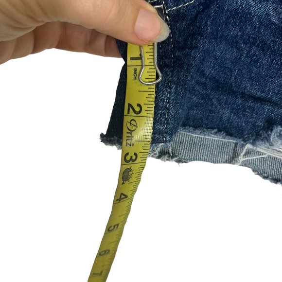 Hollister Ultra High Rise Distressed Cut Off Dark Wash Denim Shorts 00 - Picture 7 of 9